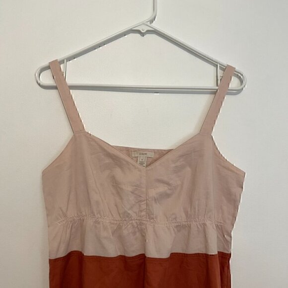 J. CREW Katie Colorblock Camisole Cream Beige Orange Cotton Babydoll Tank Blouse - Picture 4 of 16